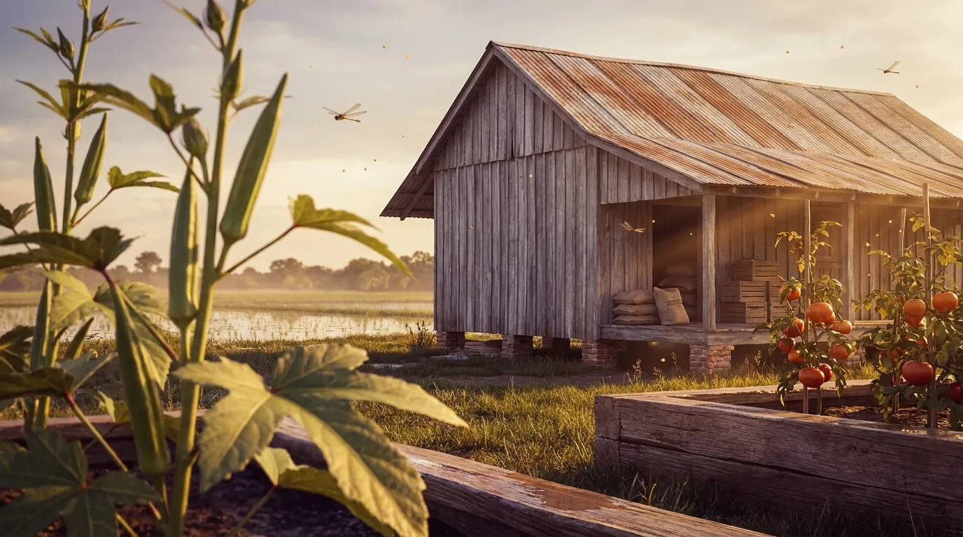 Illustrated landscape of Acadiana