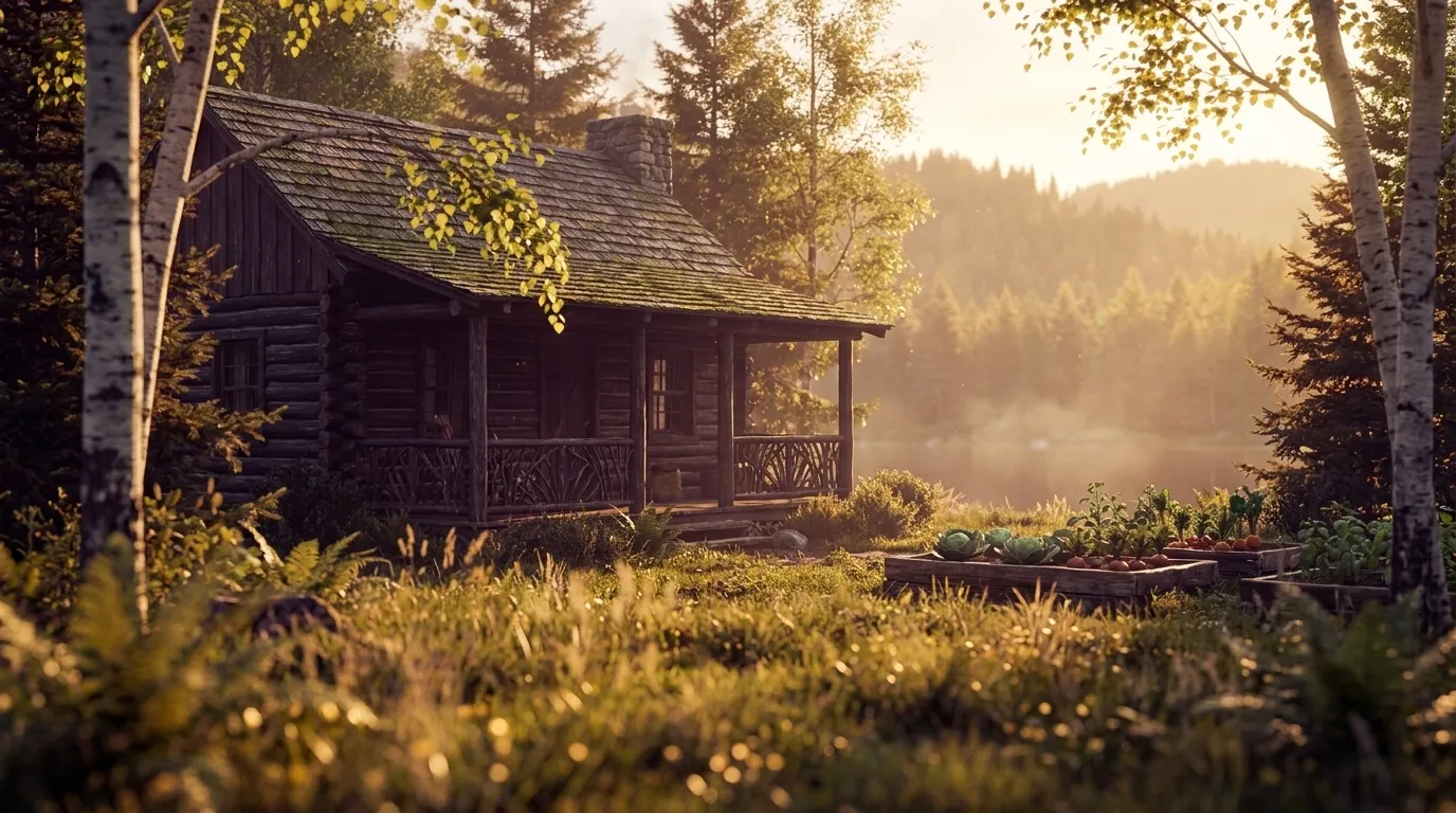 Illustrated landscape of The Adirondacks