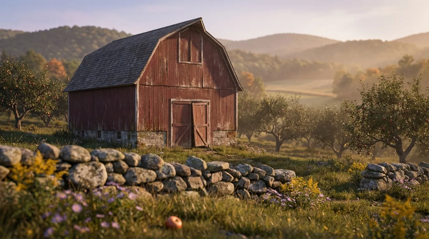 Illustrated landscape of Central Massachusetts