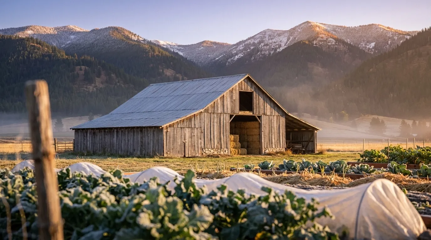 Illustrated landscape of Northeast Oregon Mountain Valleys