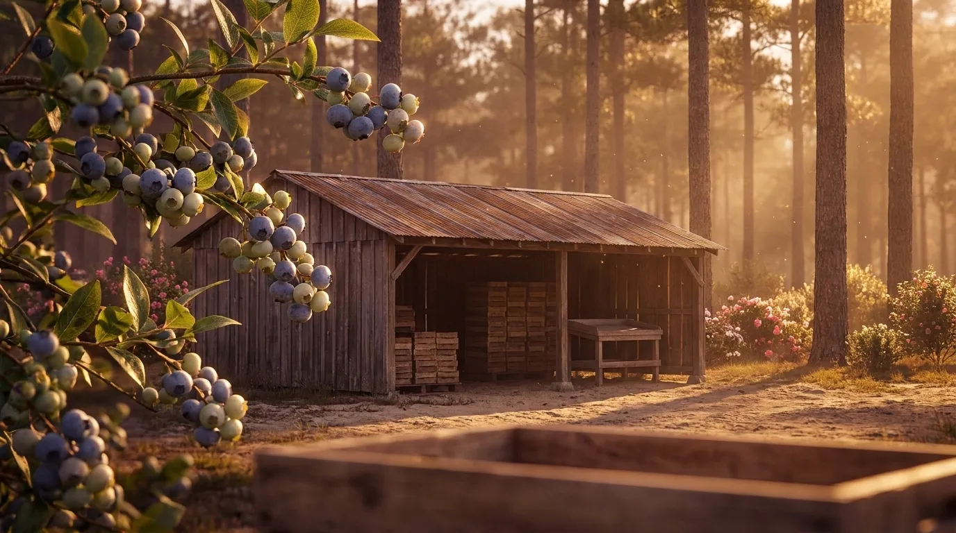 Illustrated landscape of Piney Woods / Pine Belt