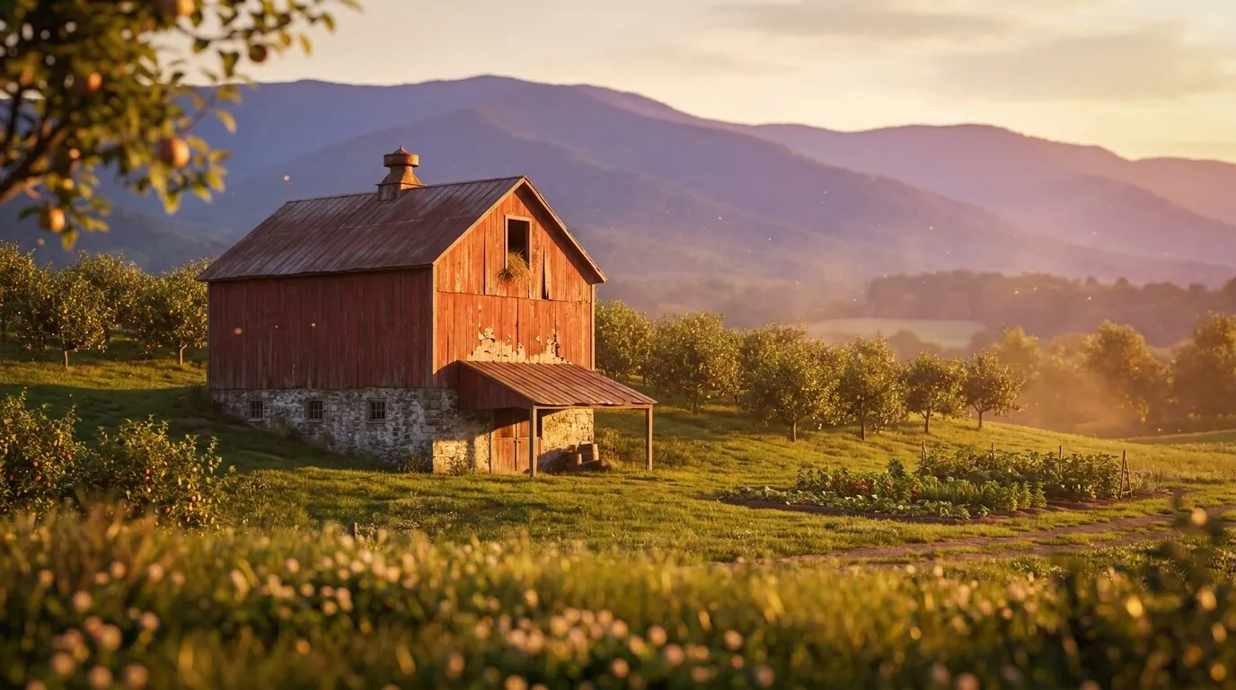 Illustrated landscape of Shenandoah Valley
