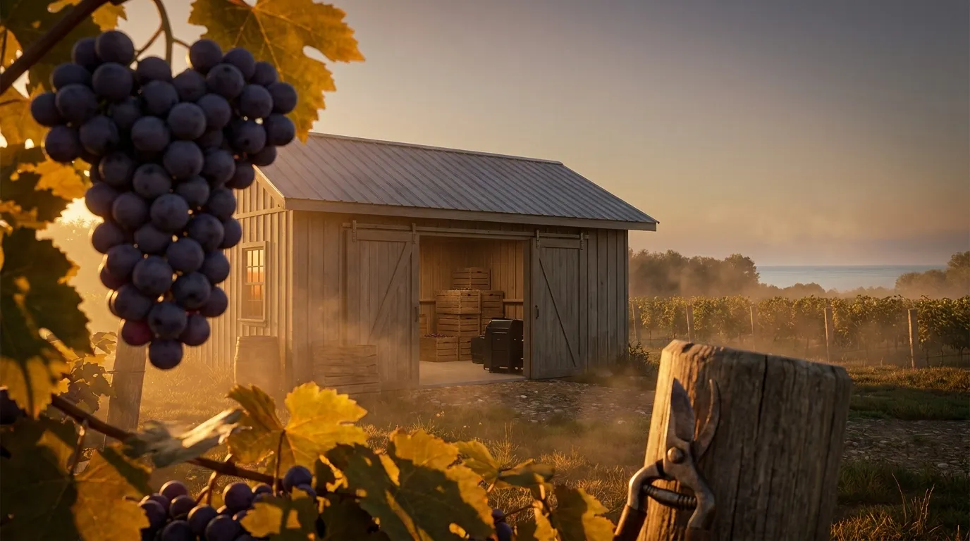 Illustrated landscape of Southwest Michigan Wine Coast
