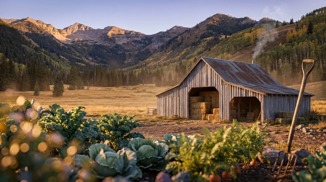 Illustrated landscape of Wasatch Back (Park City / Heber Valley high mountain valleys)