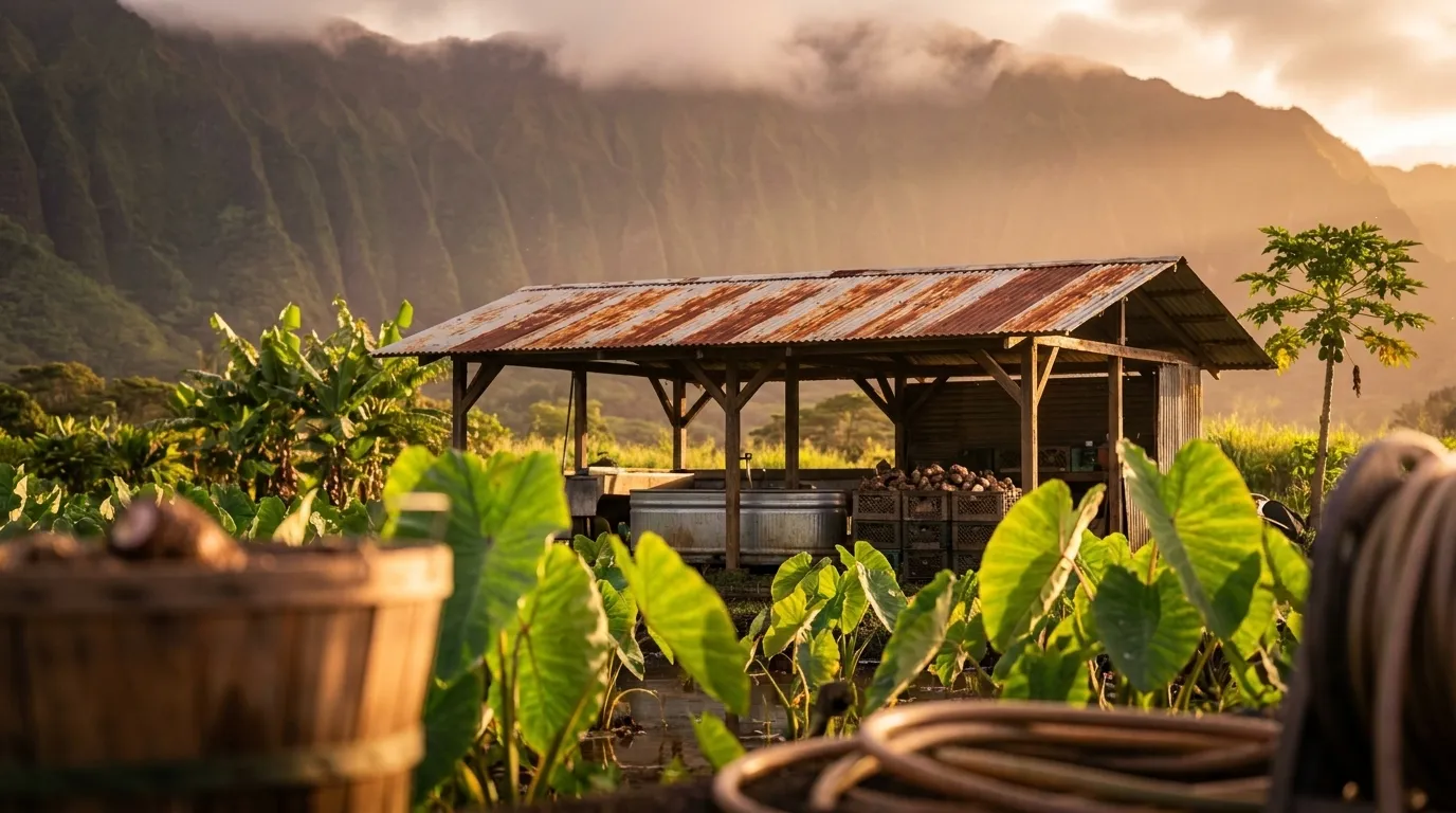 Illustrated landscape of Windward Oahu (Kailua–Kaneohe)