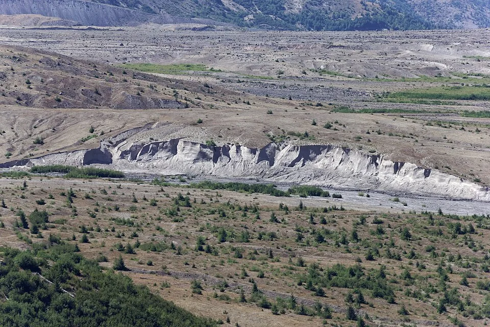 Beds of lightweight pumice gravel on the Mount St. Helens debris plain at Windy Ridge